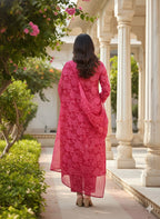 Ethereal Magenta Floral Kurta Set with Dupatta