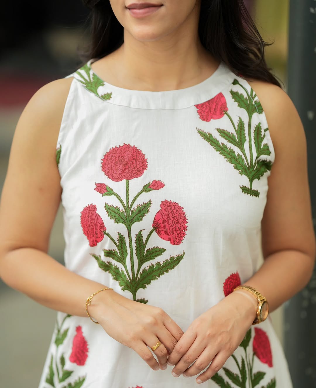 White Floral Cotton Co-ord Set for Women – Elegant Printed Kurta & Pants